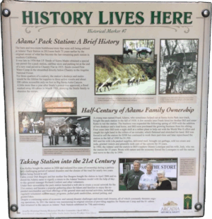 History Lives Here billboard with information.