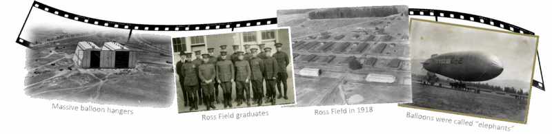 Film strip mock-up of old pictures of the Ross Field in Arcadia, CA.