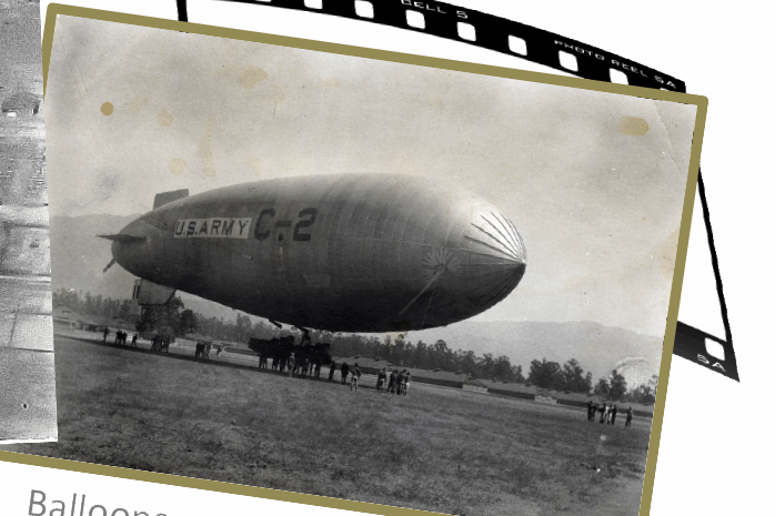 Blimp US Army balloon on the ground getting ready for take off.