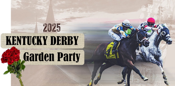 Kentucky Derby with racing horses postcard for fundraiser.