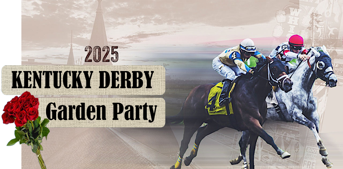 Kentucky Derby with racing horses postcard for fundraiser.