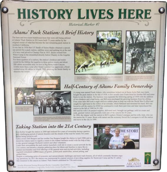 Snapshot of Historical Marker #7 with pictures of horses, farm, and people from old.