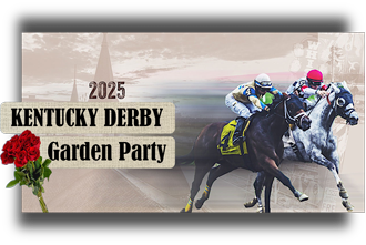 Kentucky Derby with racing horses postcard for fundraiser.